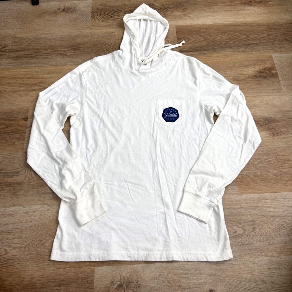 Vissla White Hooded Long Sleeve T-Shirt Mens Medium Casual Surf Skate  Coastal